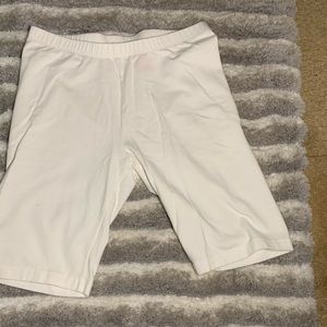 white biker shorts